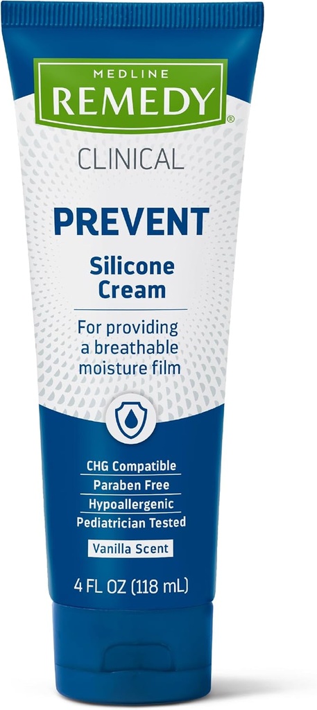 Medline Remedy Clinical Silicone Cream (4 oz Tube), 12 Count, Vanilla Scent, Αναπνεύσιμο φιλμ, Καταπραϋντικό, Ενυδατική, Ενυδατική φροντίδα του δέρματος, για το ραγισμένο, σακατεμένο, ευαίσθητο δέρμα