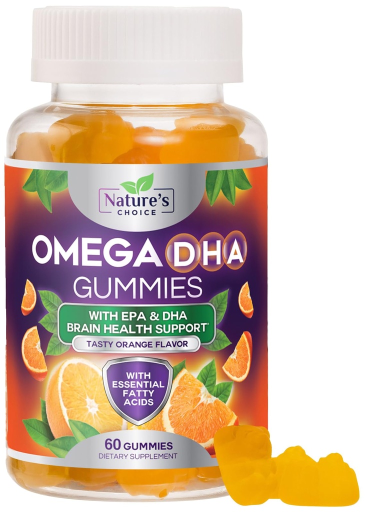 Ωμέγα 3 Gummies ιχθυέλαιο - τριπλή δύναμη Omega3 Gummy - DHA & EPA λιπαρά οξέα για την υγεία της καρδιάς, κοινή & εγκεφαλική υποστήριξη, υψηλή απορρόφηση Omega Fish Oil συμπλήρωμα, πορτοκαλί γεύση 60 Gummies