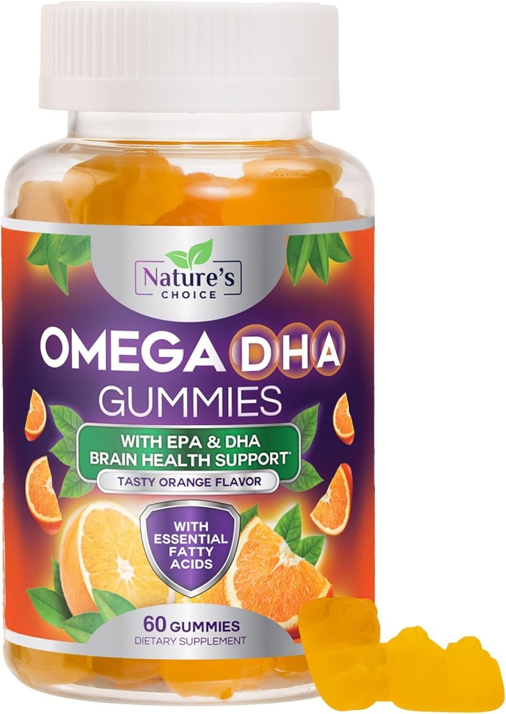 Ωμέγα 3 Gummies ιχθυέλαιο - τριπλή δύναμη Omega3 Gummy - DHA & EPA λιπαρά οξέα για την υγεία της καρδιάς, κοινή & εγκεφαλική υποστήριξη, υψηλή απορρόφηση Omega Fish Oil συμπλήρωμα, πορτοκαλί γεύση 60 Gummies