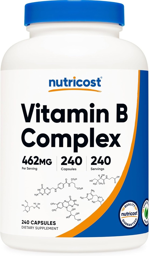 Nutricost Vitamin B Complex 462mg, 240 κάψουλες - με βιταμίνη C - Energy Complex