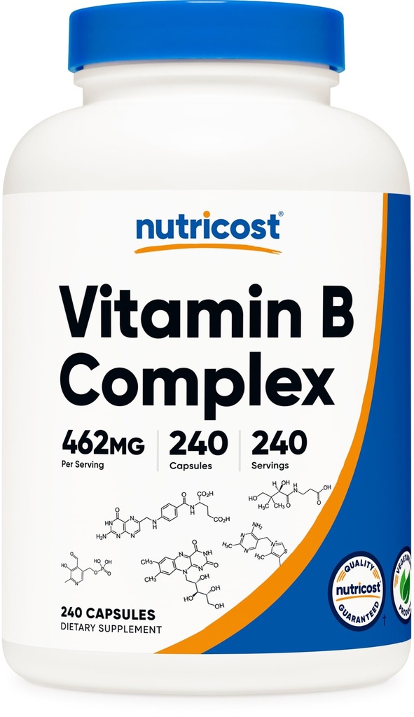 Nutricost Vitamin B Complex 462mg, 240 κάψουλες - με βιταμίνη C - Energy Complex