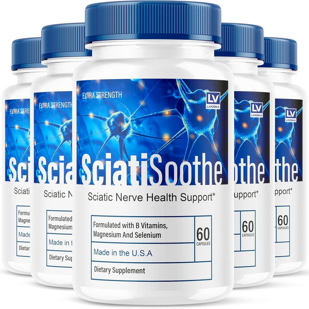 LIVORKA (5 Pack) Sciatisoothe - Sciatisoothe Supplement, Sciati Soothe, Sciatiothe Vitamins, Sciatiooth, Sciati Soothe Supplement, Sciati Soothe Capsles, Sciatic Sooth, 300 Capses for 5 Monts