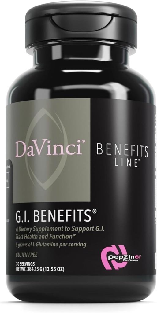 DAVINCI Labs GI Οφέλη - Digestive Health Supplement Powder with Zinc & L-Glutamine* - Υποστήριξη ανοσοποιητικού συστήματος & Υγιεινής Πέψης* - Συμπλήρωμα υγείας για άνδρες και γυναίκες - 30 Υπηρεσίες (384,15 g)