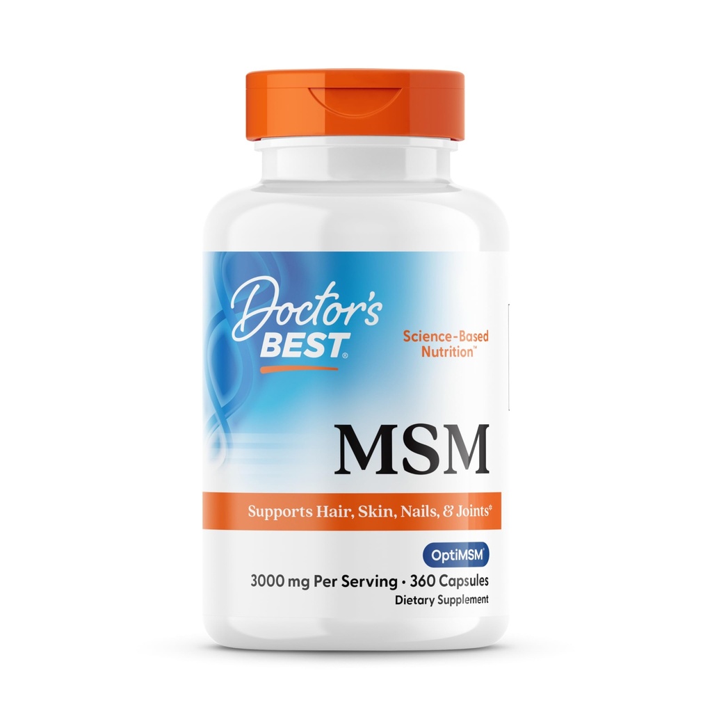 Doctor's BEST MSM, υποστηρίζει μαλλιά, δέρμα, νύχια, & αρθρώσεις, μη ΓΤΟ, γλουτένη χωρίς, 3000 mg ανά υπηρεσία, 360 κάψουλες