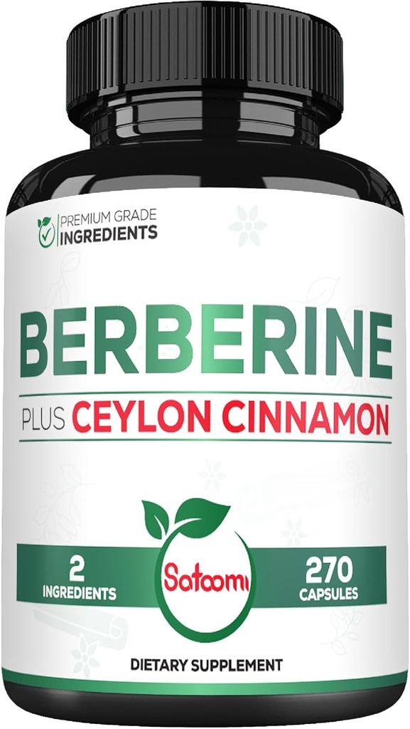 Βερβερίνη με Ceylon Cinnamon Supplement - 1500mg Extra Strength for Immune System, Digestive Health, Body Management & Energy Production - 270 Κάψουλες - Χωρίς γλουτένη, Μη ΓΤΟ