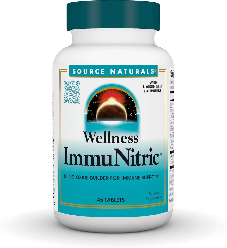 Source Naturals Wellness Immunitric, Nitric Oxide Builder για την υποστήριξη του ανοσοποιητικού συστήματος*, με L- Αργινίνη & L- Κιτρουλίνη - 45 δισκία