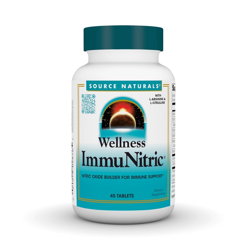 Source Naturals Wellness Immunitric, Nitric Oxide Builder για την υποστήριξη του ανοσοποιητικού συστήματος*, με L- Αργινίνη & L- Κιτρουλίνη - 45 δισκία