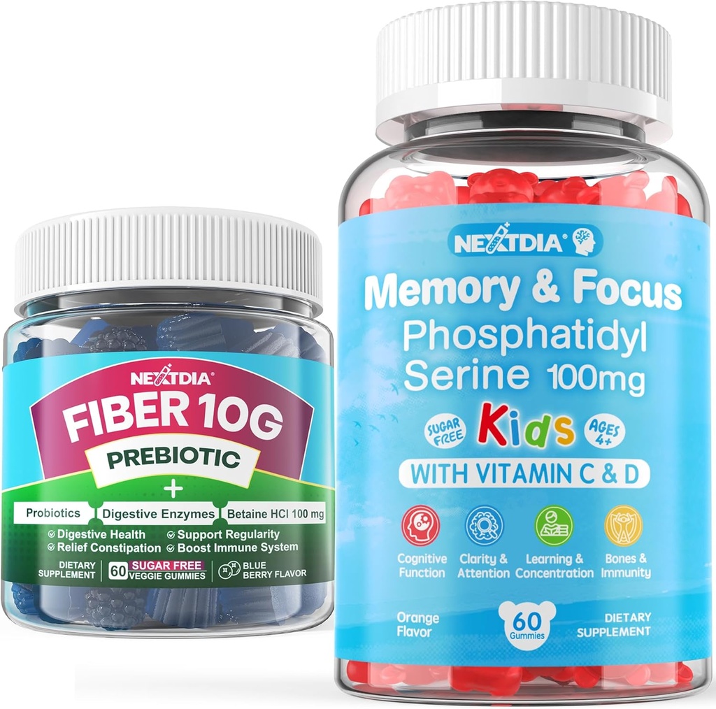 Χωρίς ζάχαρη Phosphatidylserine Gummies for Kids + Fiber Gummies for Adults