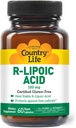 Country Life R-Alpha Lipoic Acid Complex 300mg - Alpha-Lipoic Acid 270mg & R-Lipoic Acid 30mg - Antioxidant Support - No Yeast, Corn, Wheat, Soy, Gluten, Milk - Alpha Lipoic Acid Supplement
