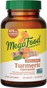 MegaFood ολόκληρου του σώματος Turmeric Curcumin Supplement - Turmeric Supplement With Black Pepper & Vitamin C - 475 mg Κουρκουμινοειδή ανά υπηρεσία - Αντιοξειδωτικό & Ανοσοποιητική Υποστήριξη - Vegan - 120 Tablets, 60 Servings