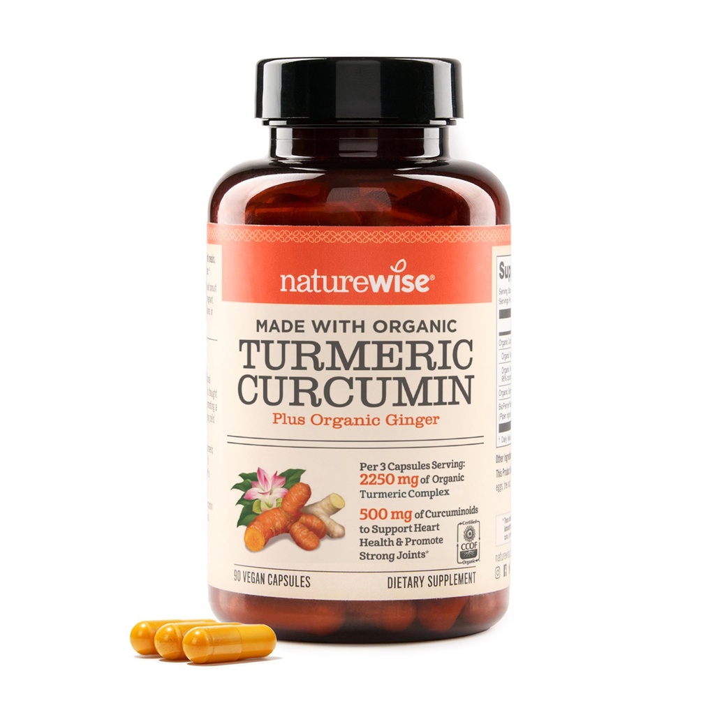 NatureWise Κουρκουμίνη Turmeric 2250mg - 95% Κουρκουμινοειδή & BioPerine Black Pepper Extract για Σύνθετη Απορρόφηση - Καθημερινή Κοινή και Ανοσολογική Υποστήριξη Υγείας - Vegan, Μη ΓΤΟ, 90 Count[30-Day Supply]