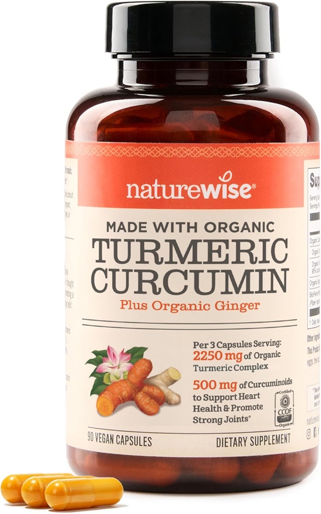 NatureWise Curcumin Turmeric 2250mg - 95% Curcuminoids & BioPerine Black Pepper Extract for Advanced Absorption - Daily Joint and Immune Health Support - Vegan, Non-GMO, 90 Count[30-Day Supply]