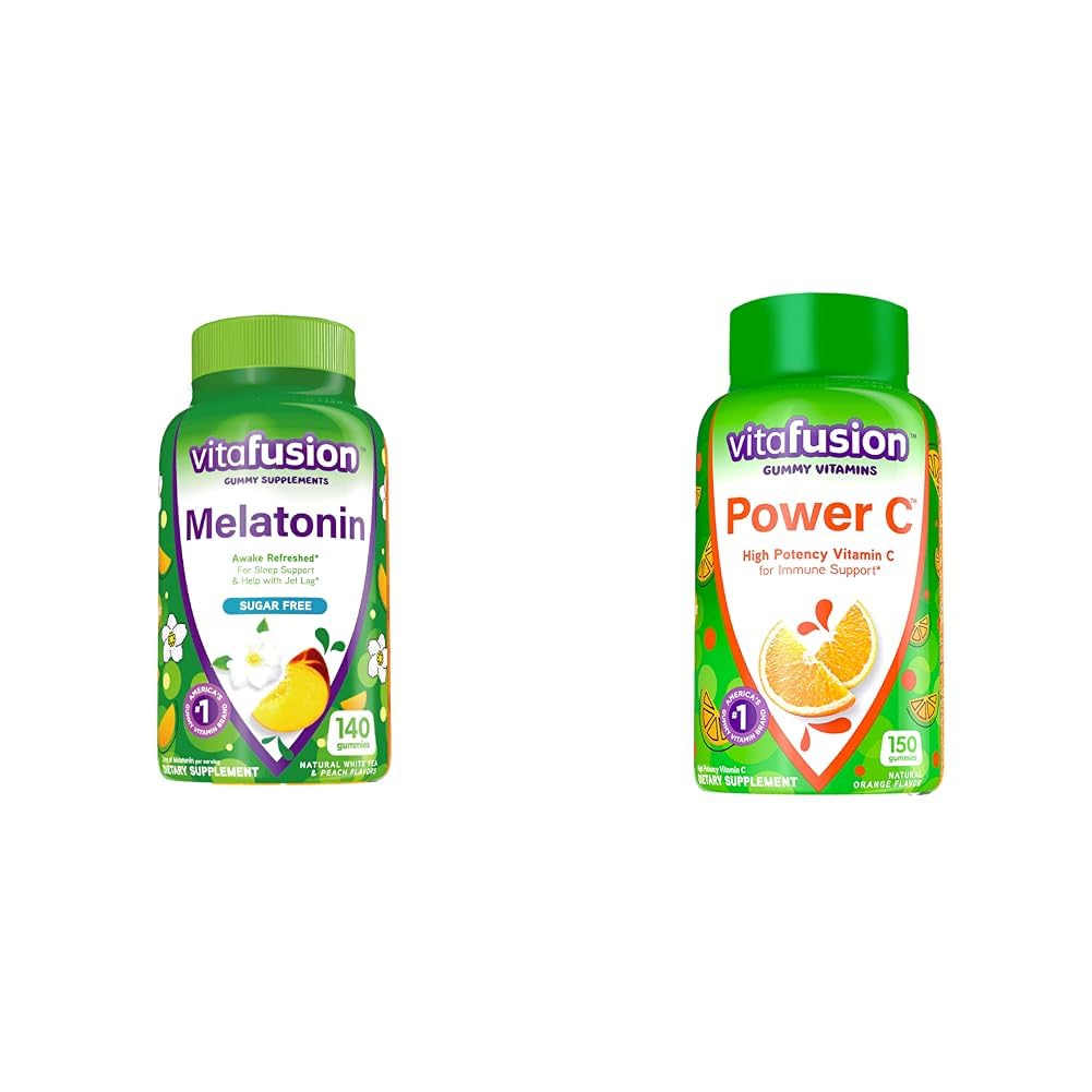 Vitafusion Μελατονίνη 140ct Δύναμη C Βιταμίνη C Gummies 150ct Ανοσοποιητική υποστήριξη Πορτοκαλί Γεύση