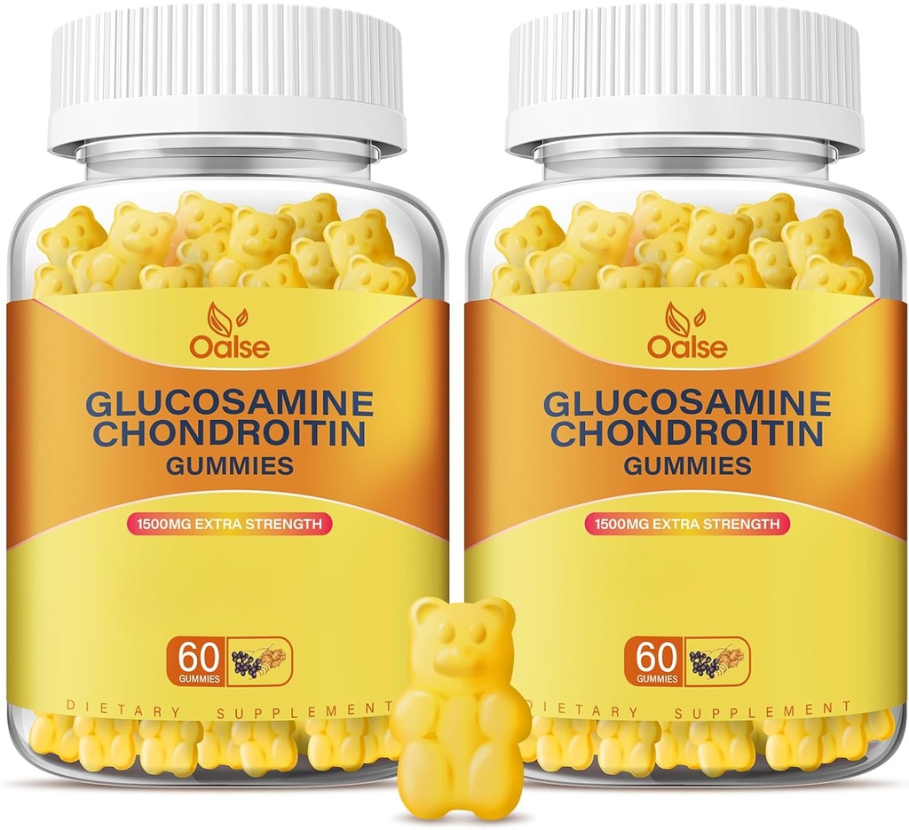 Vegan Glucosamine Chondroitin Gummies, συμπλήρωμα υποστήριξης για ενήλικες άνδρες και γυναίκες, 1500mg επιπλέον δύναμη Γλυκοσαμίνη με Chondroitin MSM Turmeric Elderberry για την υγεία