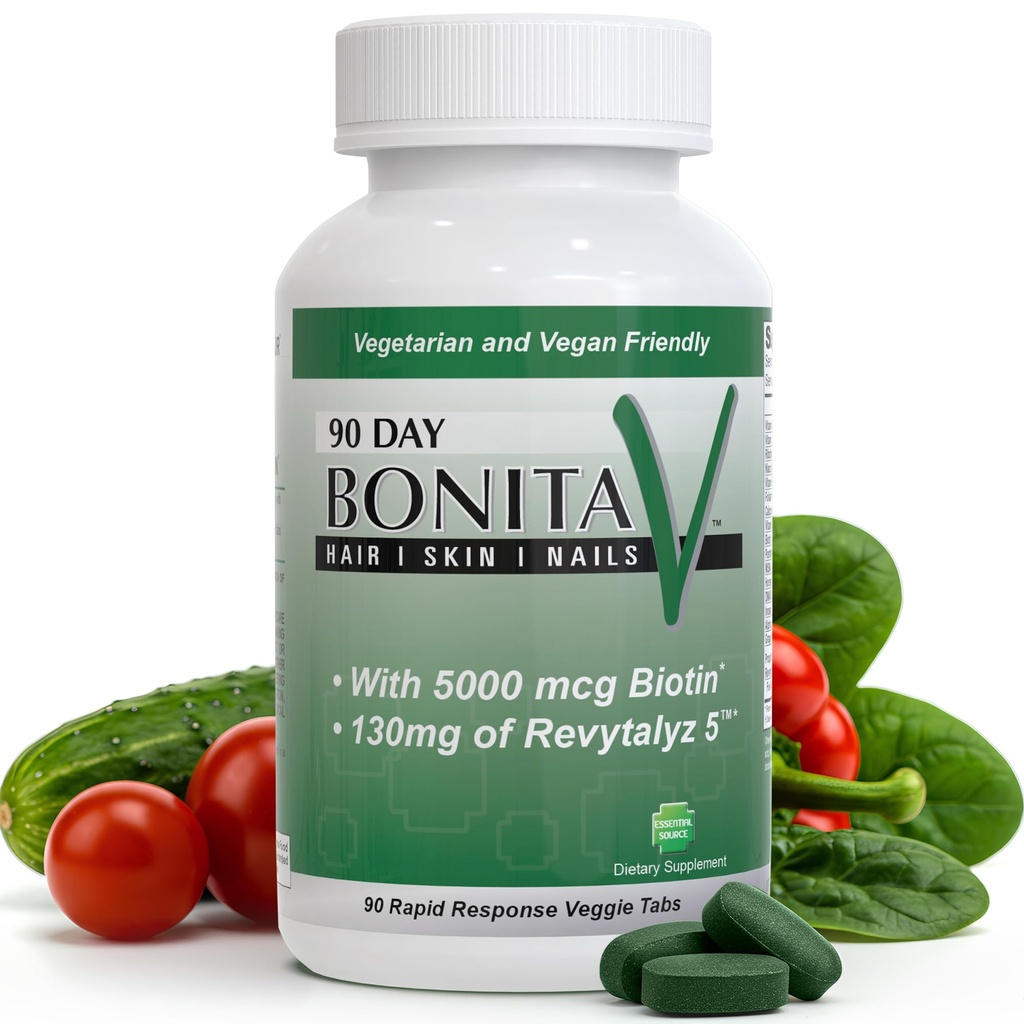Βασική πηγή βιοτίνης (Biotina Vitaminas) - Καρφάκια δέρματος μαλλιών Βιταμίνες για γυναίκες & άνδρες - 5000 mcg - Συμπληρώματα στήριξης για την ανάπτυξη των μαλλιών - 90 δισκία - με Revytalyz 5, βιταμίνη Α, C, B12 - Made in USA