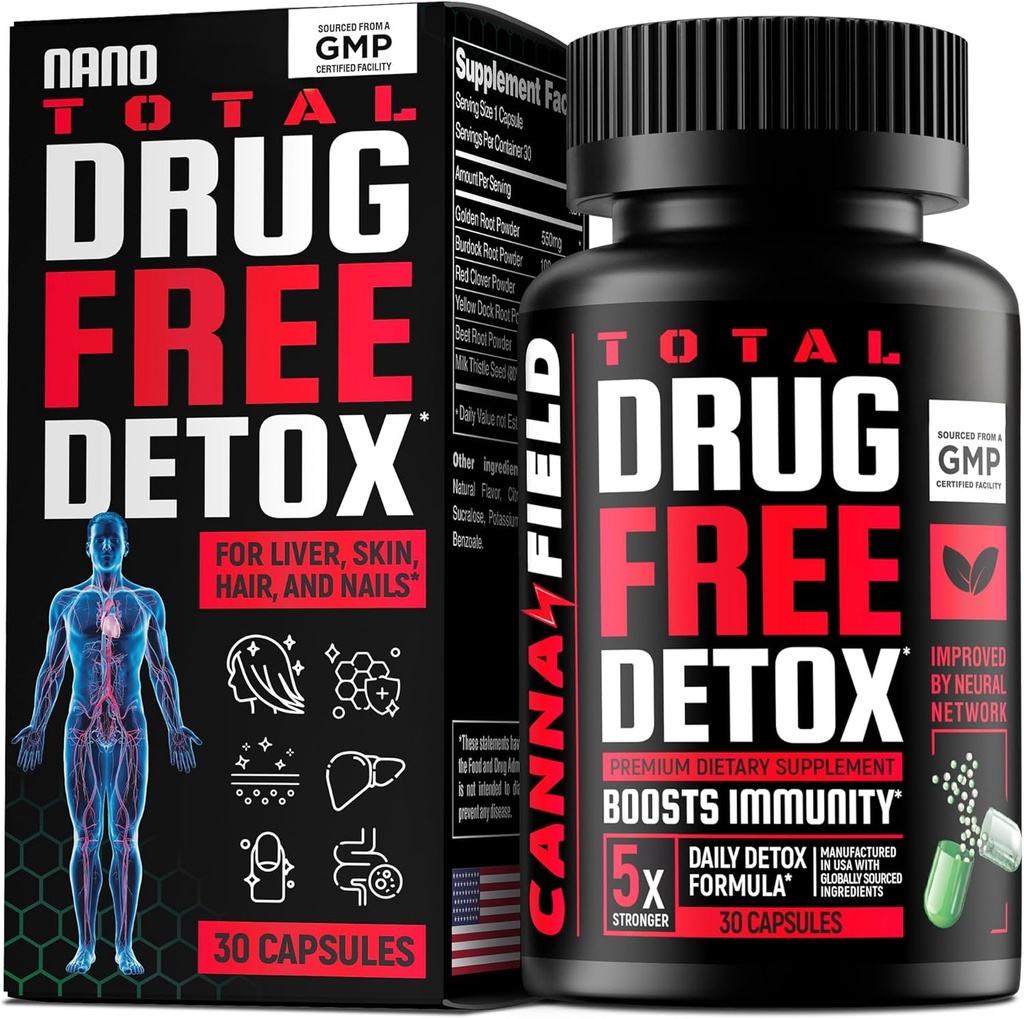 Total Detox and Liver Cleanse - USA Made - 5-Ημέρες Detox - Φυσικές τοξίνες Καθαριστικό για το δέρμα, τα μαλλιά, τα νύχια, την κόγχη – Mega Υποστήριξη και επισκευή - Φυσική φόρμουλα βοτανικής υγείας, ανοσοποιητική υποστήριξη
