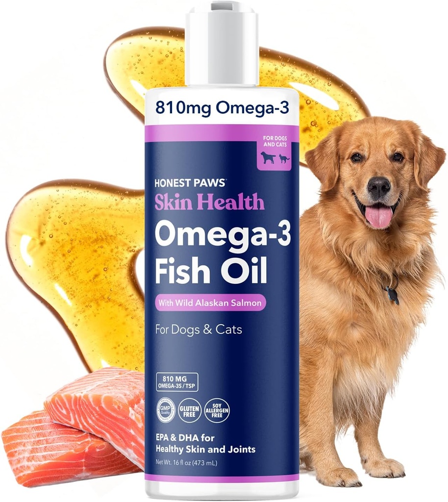 Ειλικρινής Paws Wild Αλάσκας Salmon Oil για σκύλους & γάτες – Ωμέγα 3 Fish Oil συμπλήρωμα για το δέρμα, το παλτό, την κοινή & την καρδιά υγεία – Φυσικό, με βιώσιμη προέλευση, 16 oz