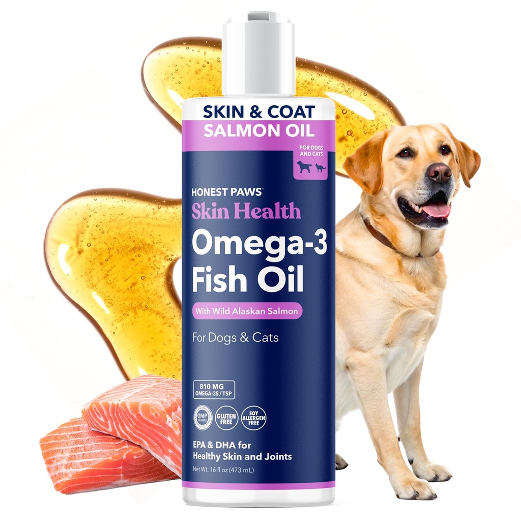 Ειλικρινής Paws Wild Αλάσκας Salmon Oil για σκύλους & γάτες – Ωμέγα 3 Fish Oil συμπλήρωμα για το δέρμα, το παλτό, την κοινή & την καρδιά υγεία – Φυσικό, με βιώσιμη προέλευση, 16 oz
