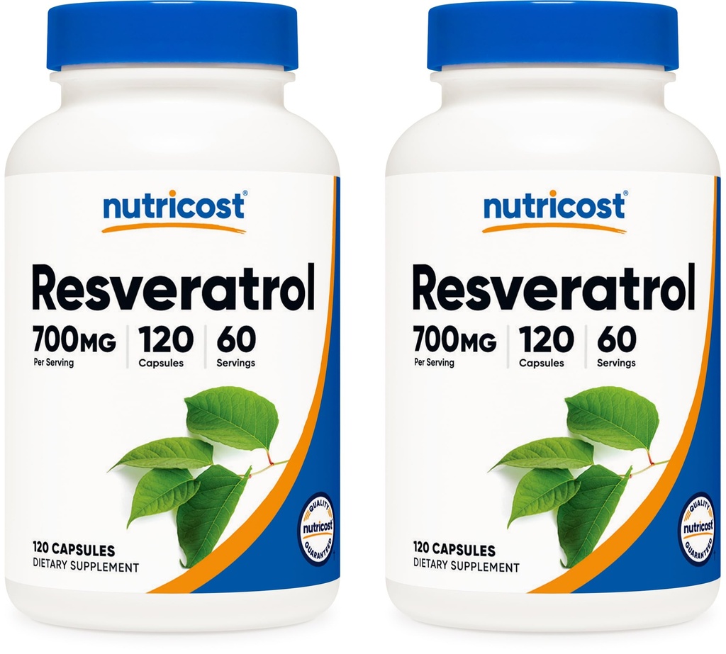 Nutricost Resveratrol 700mg; 120 Vegetable Capsules - 50% Trans-Resveratrol (2 Bottles)