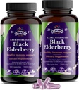 Black Elderberry Capsules | 200 Count | Sambucus Nigra Elderberry Supplement, Non-GMO, Gluten Free, Vegan Capsules – Pack of 2