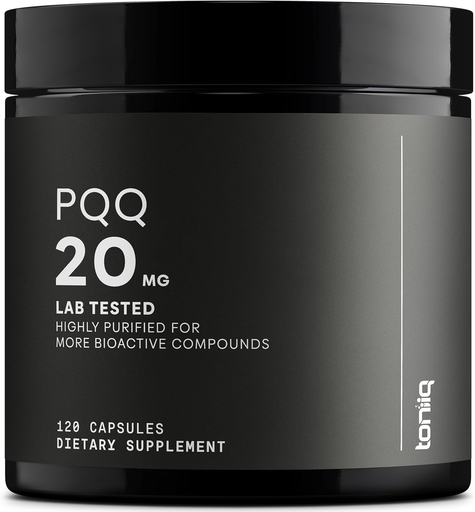 Toniiq 99%+ 20mg Supplement - Ultra High Purity PQQ 20mg Concentrated Formula - PQQ 20 mg 120 Capsules - Pyrroloquinoline Quinone Supplement - 1 Capsule Serving - Vegetarian Capsules