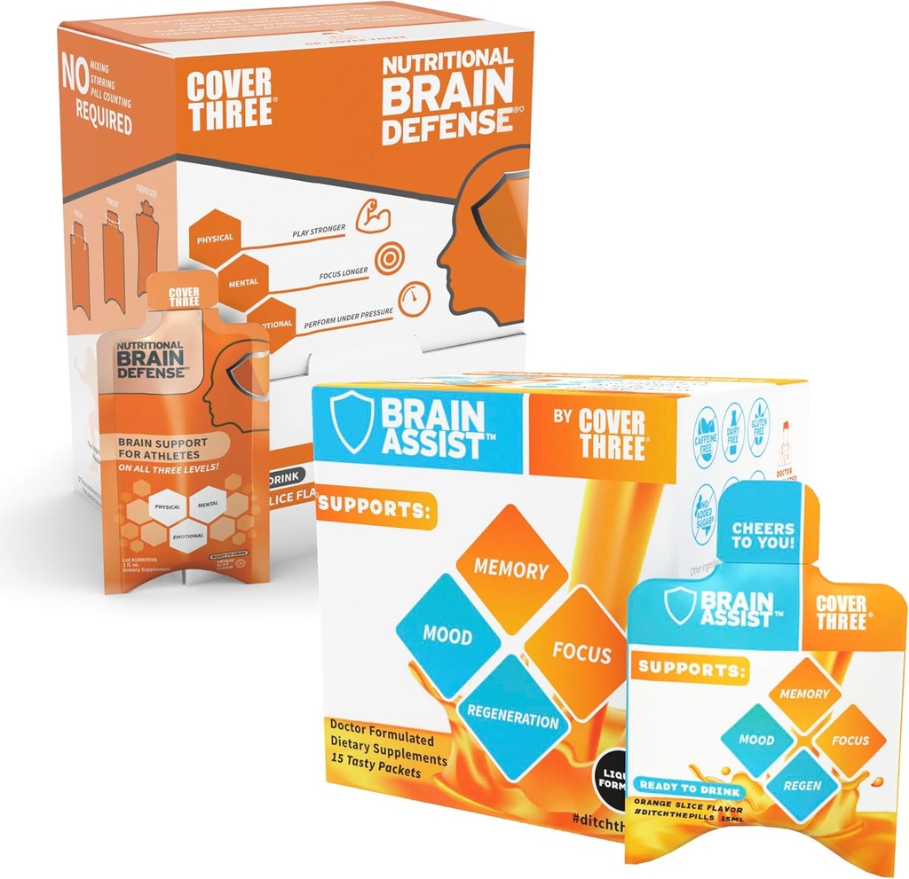Brain Assist + Brain Defense | Support Focus, Memory, Clarity, Concentration, Regeneration Support | Omega Fish Oil, Resveratrol, Turmeric, Uridine, Curcumin, Vitamin C