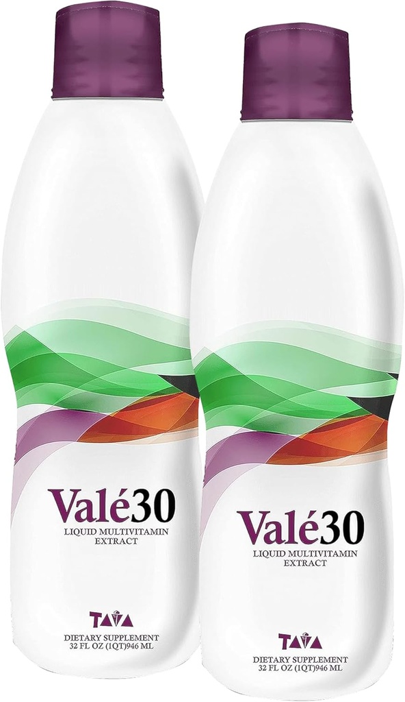TAVA Valé30 - Liquid Multivitamin - 30-Day συμπλήρωμα με βιταμίνη Α και B Complex για άνδρες, γυναίκες, και οικογένεια, καθημερινή ενίσχυση ποτό - 2 μπουκάλια