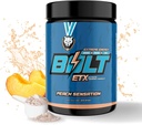 6AM Run Bolt - Pre Workout Powder for Instant Energy Boost for Cardio and Focus - Δεν Jitters, Υψηλής Ενέργειας Φόρμουλα Κατάστασης - Όλα φυσικά, Keto, Vegan (Peach Sensation)