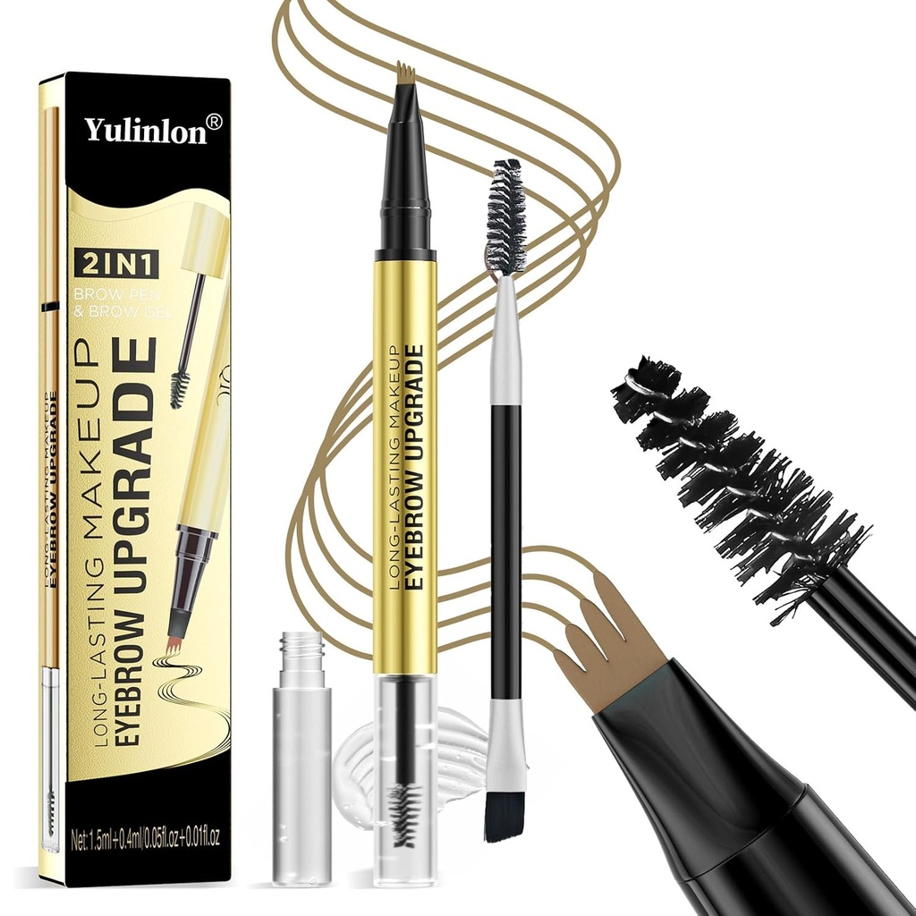 2 σε 1 Μακρύς-διαρκές μολύβι ματιών και Brow Up-Grade Gel, Light Brown και Brown Shades (3#Dark Brown)