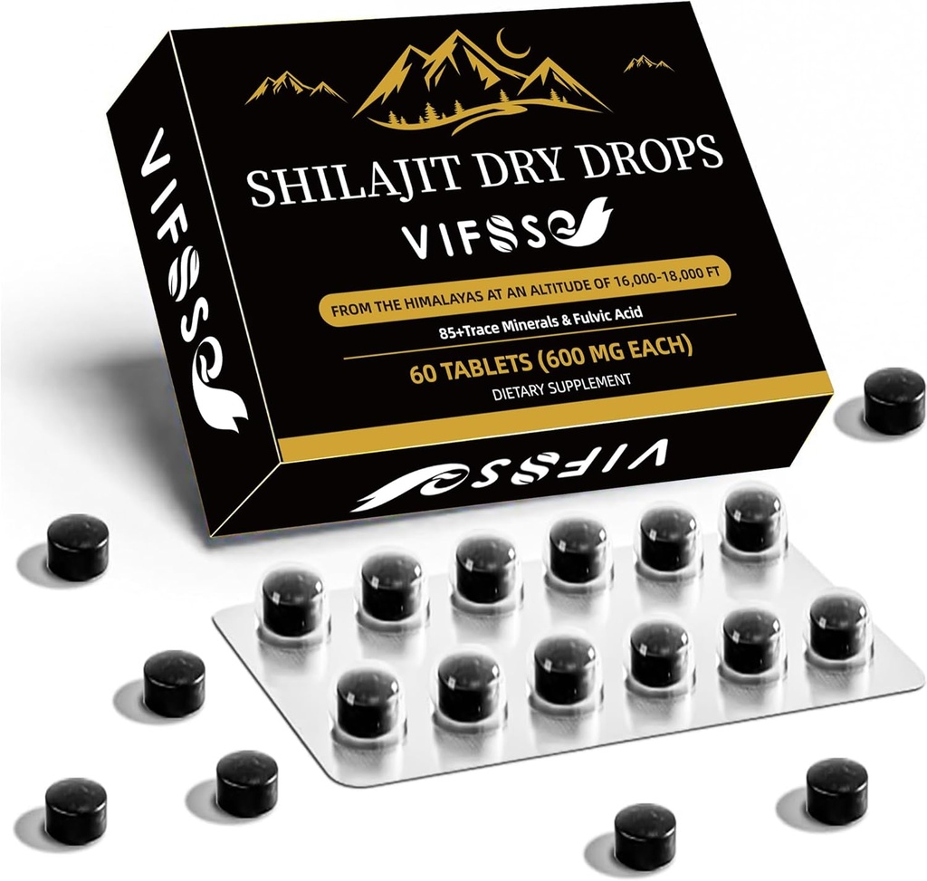 Shilajit Dry Drops, Shilajit συμπλήρωμα, 36000 Mg Organic Shilajit μέγιστη ισχύς, ενέργεια Booster, Gold Grade Nature Shilajit για την υποστήριξη της ενέργειας, 1 πακέτο των 60 κόμητες