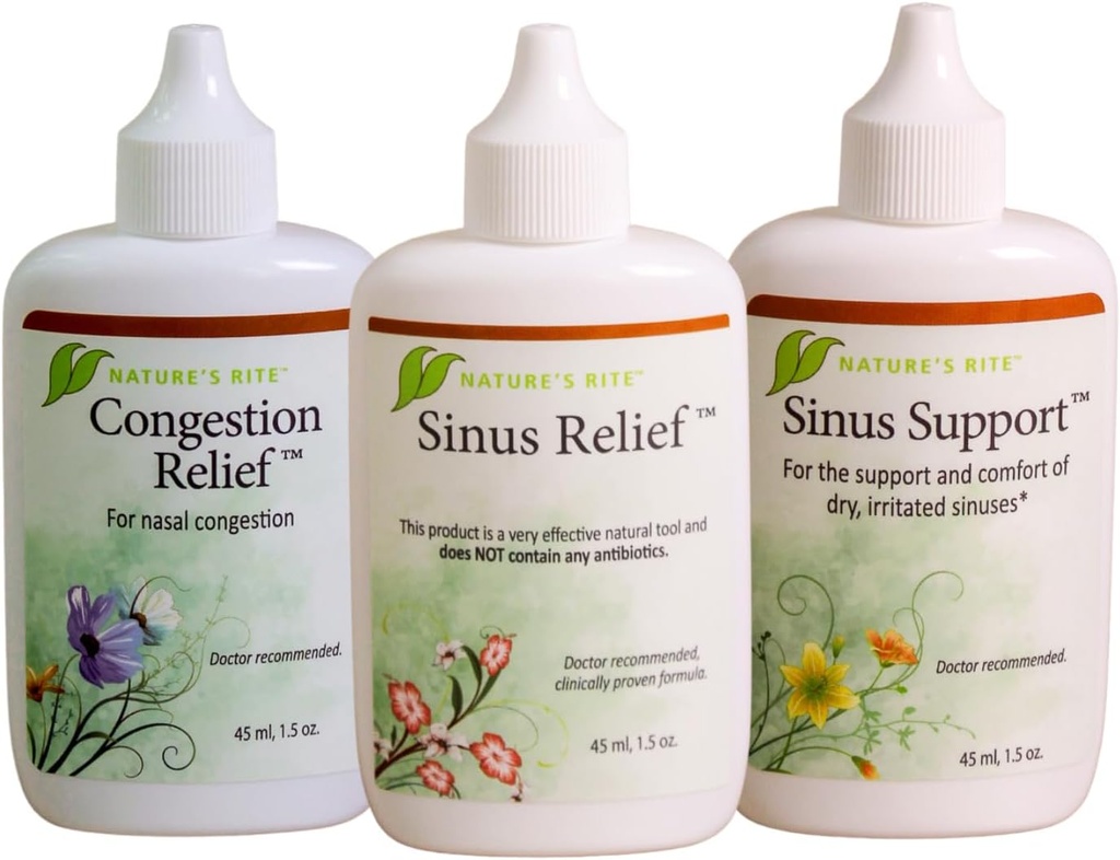 Natures Rite Sinus TrilogyTM, 3 Bottle Package, 1,5 oz. (45 mL) Κάθε ένα – Φορητό, All-Natural Sinus Spray – Μη Πρόσθετη ανακούφιση για την αλλεργία και την ερεθιστική ρύπανση – Ενυδατώνει & Καταπραΰνει Sinus Tissus
