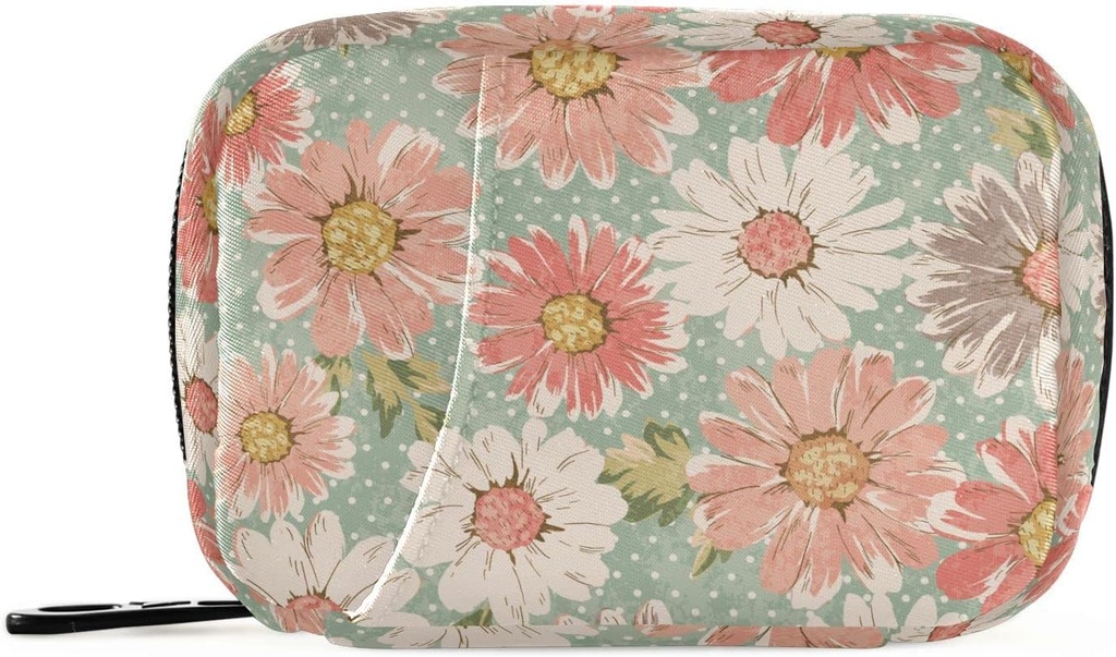 Χάπια Organizer Vintage Flower Daisy Pill Box τσάντα 7 ημερών Χάπια Τσάντα Travel Pill Organizer με Zipper Φορητή εβδομαδιαία περίπτωση Συμπαγές μέγεθος για τον κάτοχο συμπλήρωμα βιταμίνης