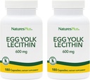 NaturesPlus Egg Yolk Λεκιθίνη - 600 mg, 180 κάψουλες - Συσκευασία των 2 - Χωρίς σόγια, Χωρίς γλουτένη - 180 Σύνολο Σερβίρεις