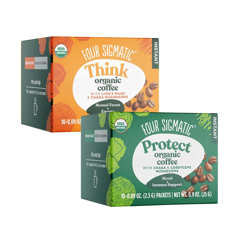 Τεσσάρων Sigmatic Mushroom Coffee Mix Pack of 2 - Lion's Mane and Chaga & Cordyceps and Chaga