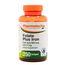 Folic Acid 800 mcg Plus Iron 27 mg Συμπλήρωμα για γυναίκες, Βιταμίνη Β9, Folate Προγεννητική, γρήγορη απορρόφηση, Made in USA, 250 Softgels