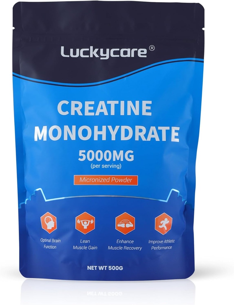 Luckycare Creatine Monohydrate - 5000 mg Pure Micronized Creatine - Creatine Powder Support for Strength & Performance - 100 Services, 500G
