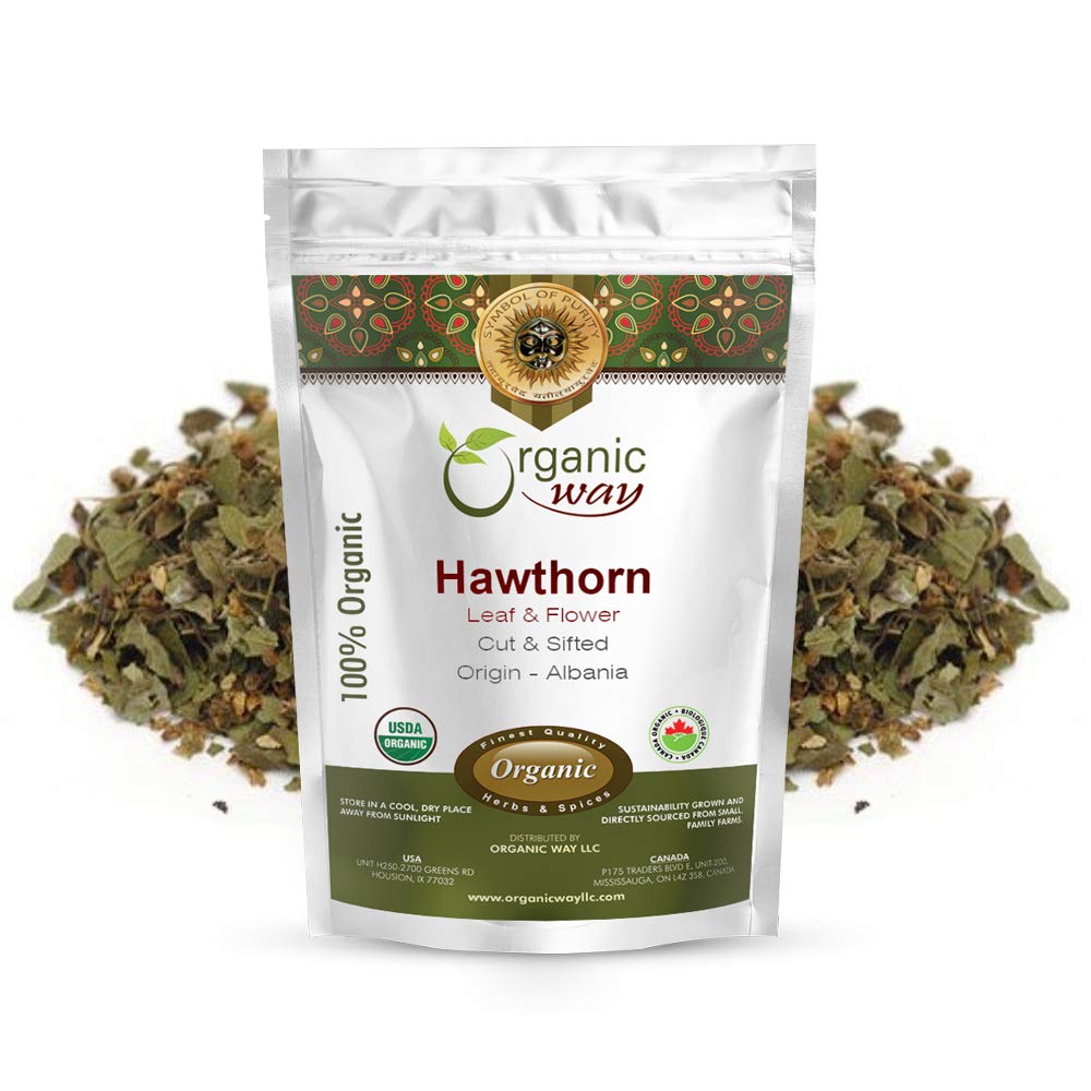 Organic Way Hawthorn Leaf and Flower Cut & Sifted (Crataegus monogyna) - Herbal Tea 