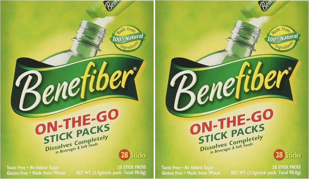 Beneiber Stick Pack Fiber συμπλήρωμα, γεύση δωρεάν, διαλύει πλήρως 28-4g (0.14oz) 2PACK ΣΥΝΟΛΟ 56