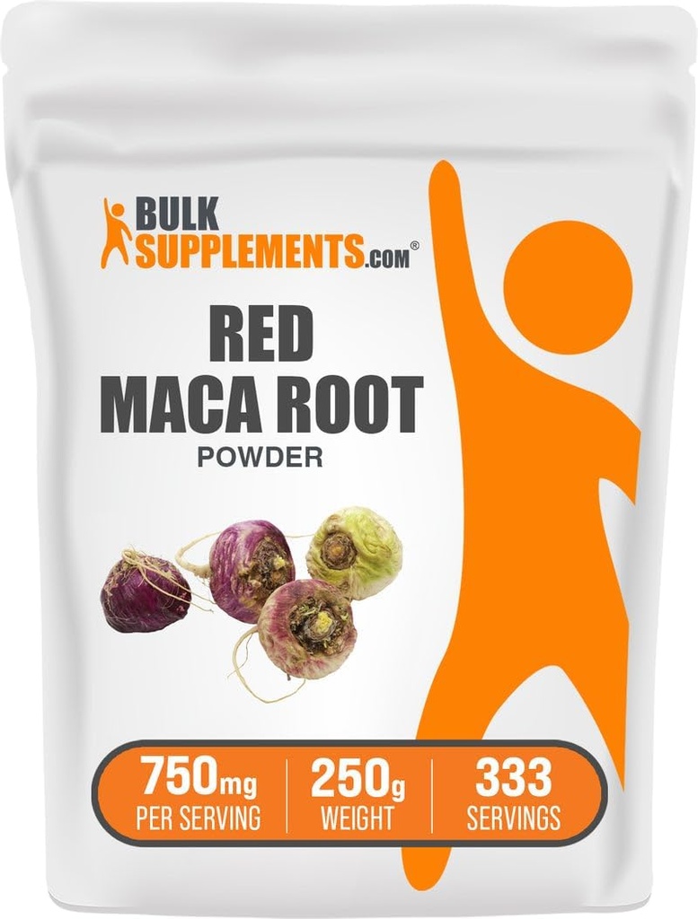 BulkSupplements.com Red Maca Powder - από Root, Maca συμπλήρωμα, συμπλήρωμα βοτάνων - Vegan & Gluten Free, 750mg ανά υπηρεσία, 250g (8.8 oz) (πακέτο του 1)