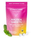Pink Stork βιολογικά γλυκά μέντας για την πρωινή ασθένεια και την κίνηση υποστήριξη της ασθένειας, Προστέθηκε βιταμίνη Β6, 1ο Trimester εγκυμοσύνη πρέπει να έχει - 30 τυλιγμένα καραμέλες μέντας