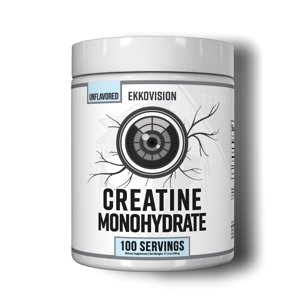 Ekkovision Creatine Monohydrate Powder, Micronized, Unflavored, Pre Workout & Post συμπλήρωμα προπόνησης για άνδρες και γυναίκες, Ενεργειακή υποστήριξη, εύκολο να αναμιχθεί σε ανακινήσεις, smoothies & ποτά, 100 εξυπηρετήσεις