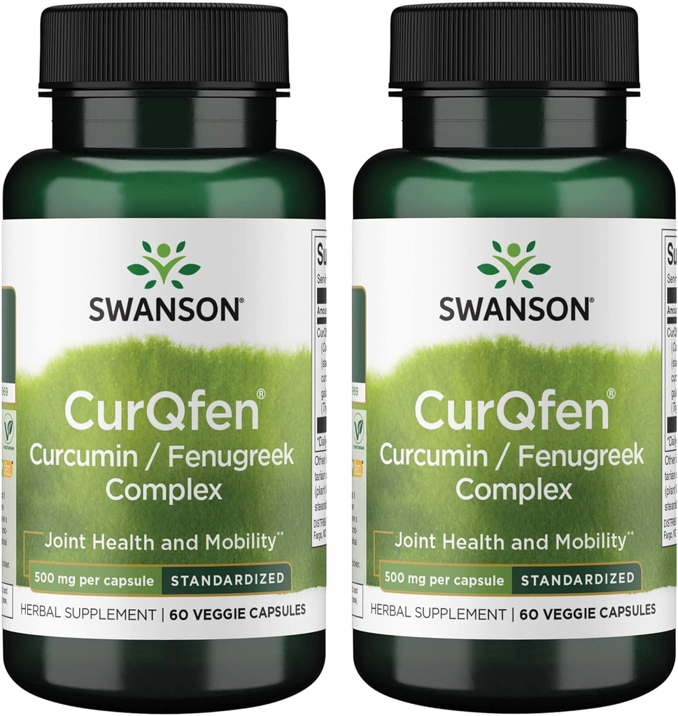 Swanson Ελεγχόμενη απελευθέρωση Curqfen Curcumin/Fenugreek Complex 60 κάψουλες Veg (2 συσκευασία)