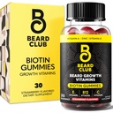 The Beard Club Biotin Beard Growth Vitamin Gummies - Συμπλήρωμα μαλλιών για τους άνδρες - Βιταμίνες B12, E, & C για να υποστηρίξει ένα Thicker Fuller που αναζητούν μαλλιά προσώπου - Φράουλα Gummy