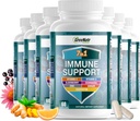 GreeNatr 7 in 1 Immune Support Supplement with Vitamin C, Vitamin D3, Zinc 50mg, Quercetin, Echinacea Purpurea, Sambucus Elderberry and Ginger for Complete Immune Defense - 60 Capsules (12 Bottles)
