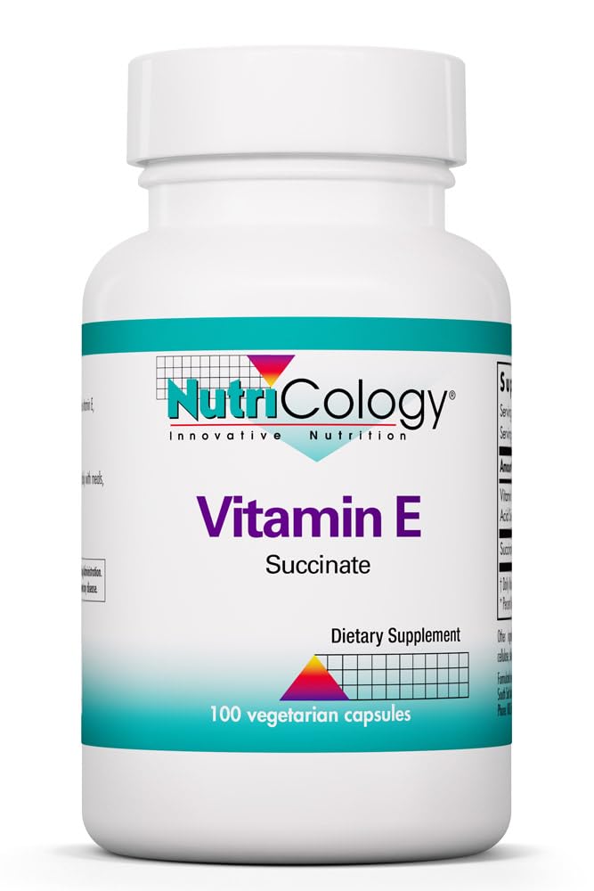 Nutricology Vitamin E Succinate - 400 IU d-Alpha-Tocopheryl Succinate - Antioxidant & Energy Support - Dry Powder Vegetarian Capsules - Hypoallergenic Formula - 100 Servings - 100 Capsules