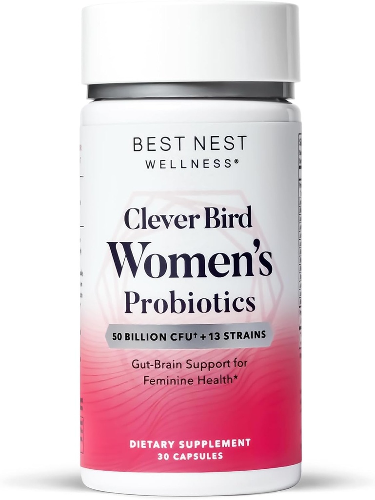 Best Nest Wellness Women's Probiotics - Gut & Brain Health Support Supplement - Formula with Multiple Probiotic Strains - Digestive Support Supplement for Women - 30 Capsules