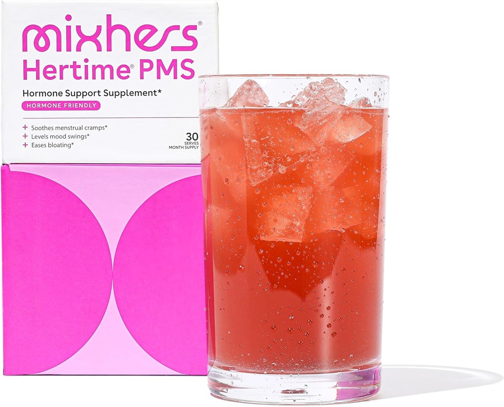MIXHERS Hertime PMS - Supports Hormonal Health for Women - Supports a Healthy Menstrual Cycle - with Minerals, Peony Roots, Siberian Ginseng - Sugar-Free - 15 Drink Packets - Coconut Lime