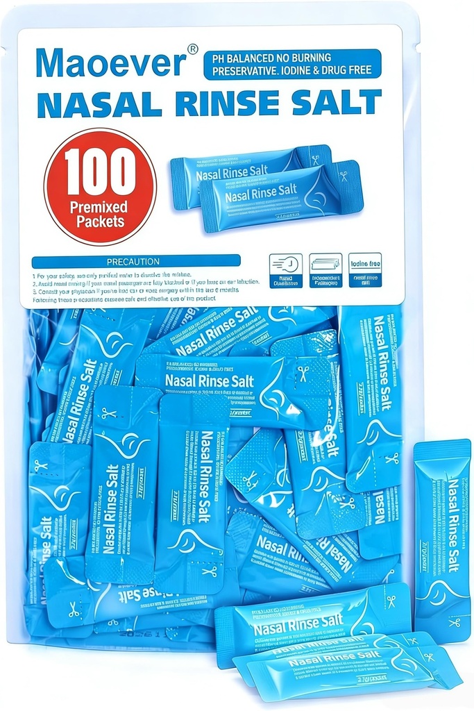 Neti Pot Salt Packets - 100 μεμονωμένα τυλιγμένα πακέτα για Nasal Wash 