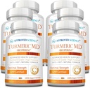 Εγκεκριμένη επιστήμη Turmeric MD - με BioPerine & 95% Standardized Turmeric Curcuminoids - 360 κάψουλες (6 Μήνας Προμήθεια)