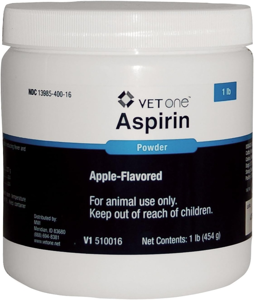 Vet One Apple Flavored Extra Strength Aspirin Powder for Horses Βοοειδή Σκύλοι & Κτηνοτροφία - Παλατάμπλ - Βοήθεια για τη μείωση του πυρετού & Ήπια Αναλγησία - 1 lb